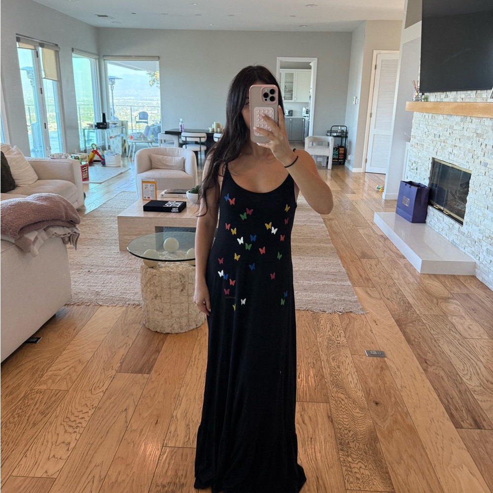 Beatrix Mini Butterflies Maxi Dress in Black
